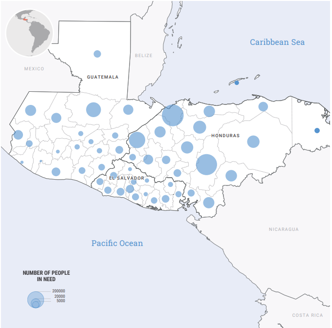 OCHA Map_People in Need in North of Central America