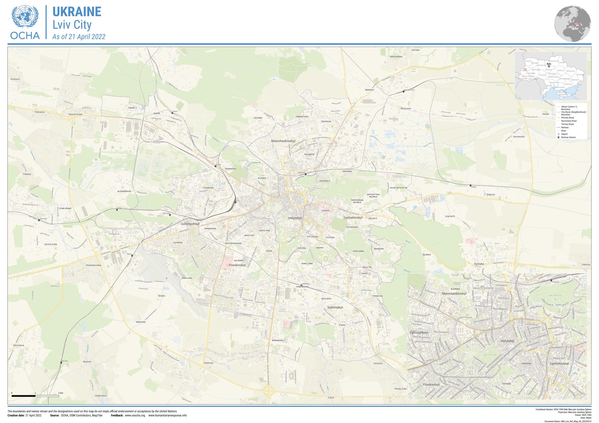 Lviv City Reference Map