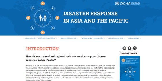 DISASTER RESPONSE IN ASIA AND THE PACIFIC Site Screenshot