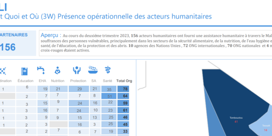 Mali : Présence opérationelle (Qui Fait Quoi Où)