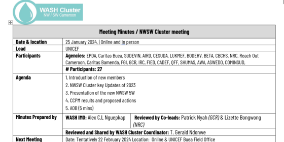 Cluster meetings minutes 