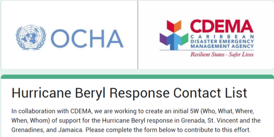 Hurricane beryl Contact List Form