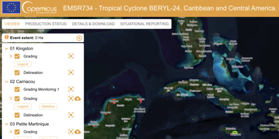 Copernicus Web Map Tropical Cyclone BERYL